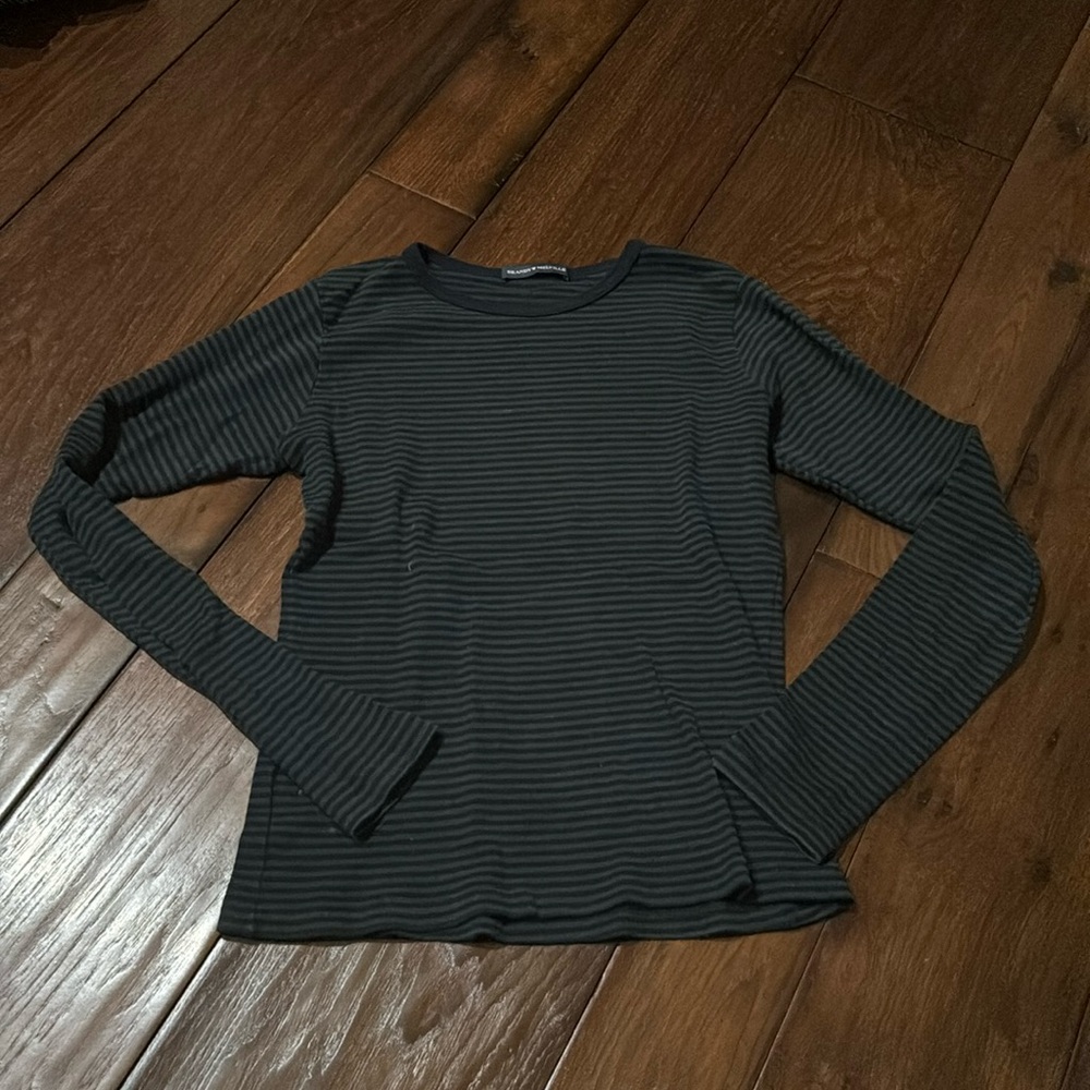 Brandy Navy Blue and Green Striped Long Sleeve